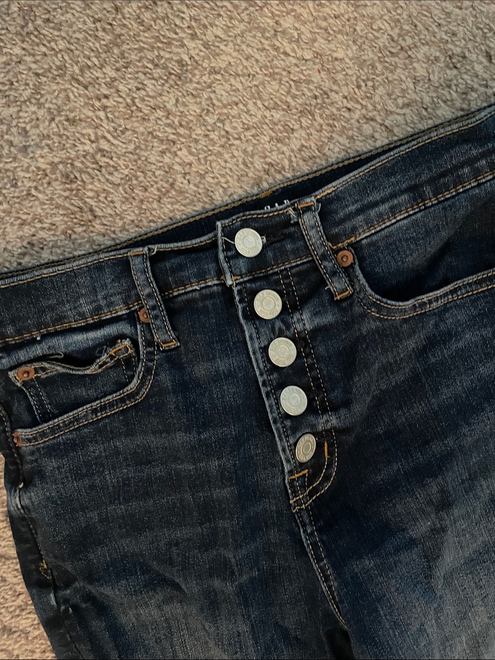 Gap true skinny Dark Blue High-Rise Button-Front Jeans size 8 29 - Picture 3 of 5